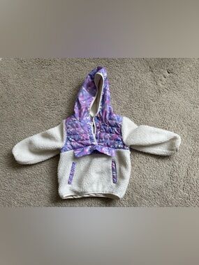 1 Madison White Sherpa Jacket with Purple and Pink Tie-Dye Accents